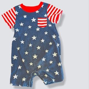 Baby patriotic red white and blue romper size 6-9 months